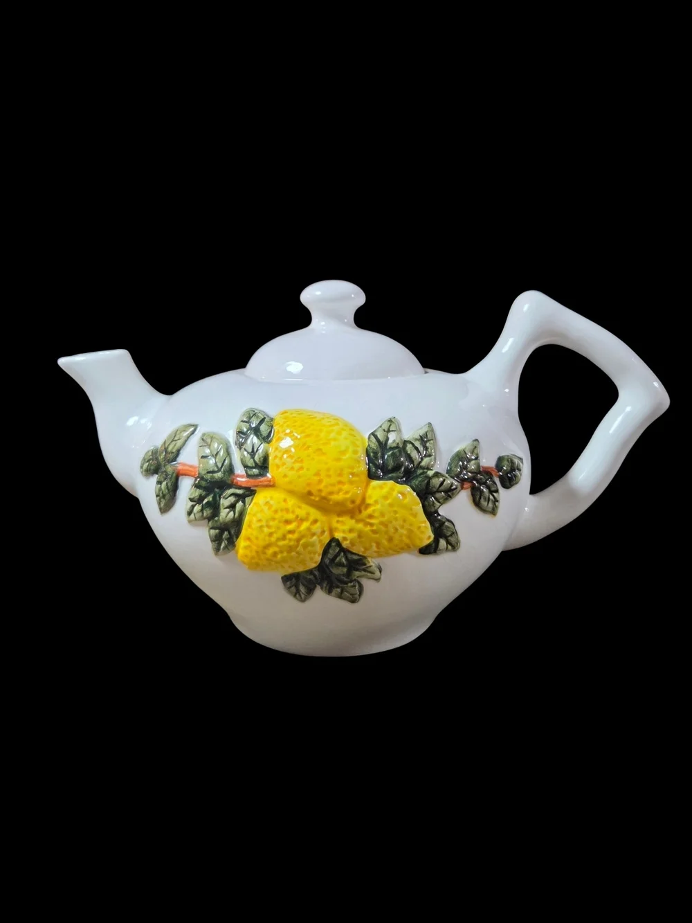 ​Vintage 1997 Young's Lemon Relief Teapot White Glossy Finish